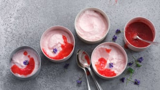 Mousse di rabarbaro con salsa alle fragole