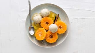 Zimt-Clementinen mit Glace