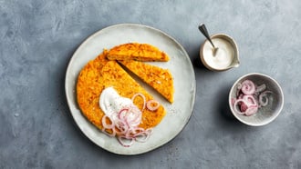 Gemüse-Pancakes mit Zwiebeln