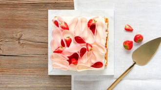 Torta gelato con fragole e rabarbaro
