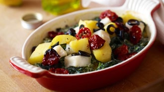 Gebackener Spinat mit Fisch
