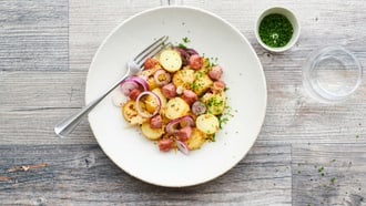 Insalata di patate ai crauti con chorizo