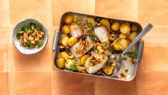 Kabeljau mit Zwiebeln aus dem Ofen