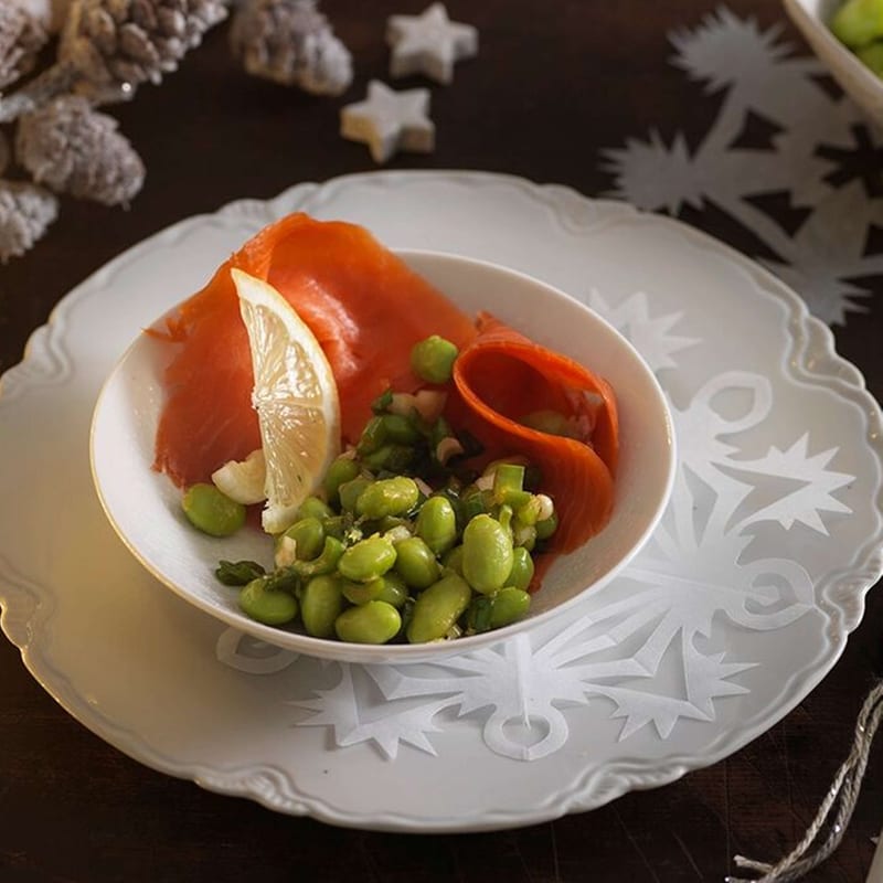 Rauchlachs mit Randen und Orangenschaum | Rezept