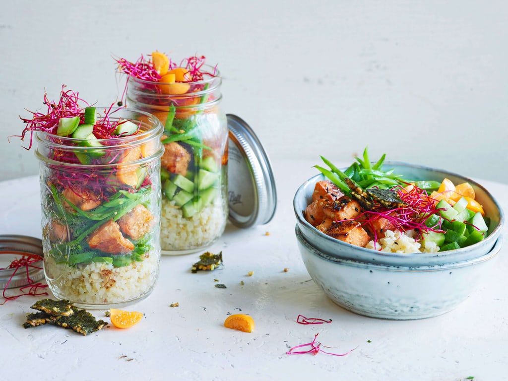 Bowl au saumon et au chou-fleur