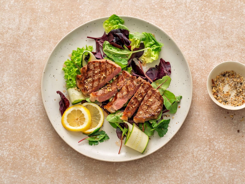Entrecôte mit Mandel-Zitronen-Rub