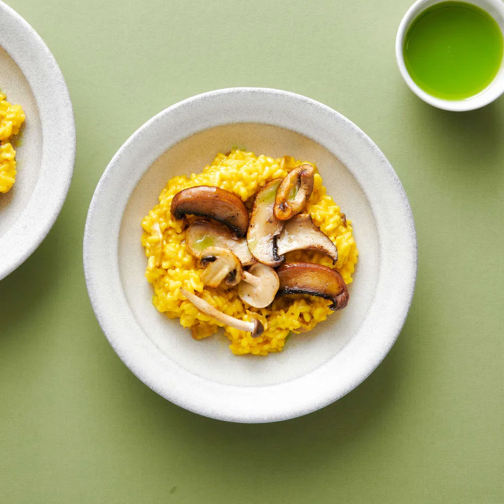 Risotto mit Pilzen und Kräuteröl