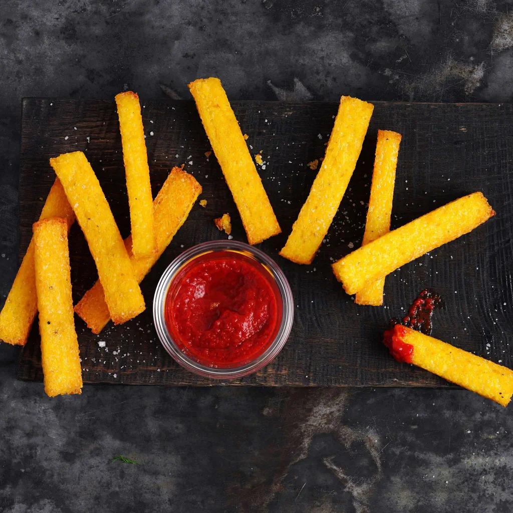 Bâtonnets de polenta avec ketchup aux poivrons