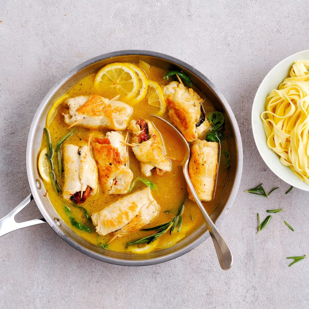 Involtini di pollo in salsa al limone