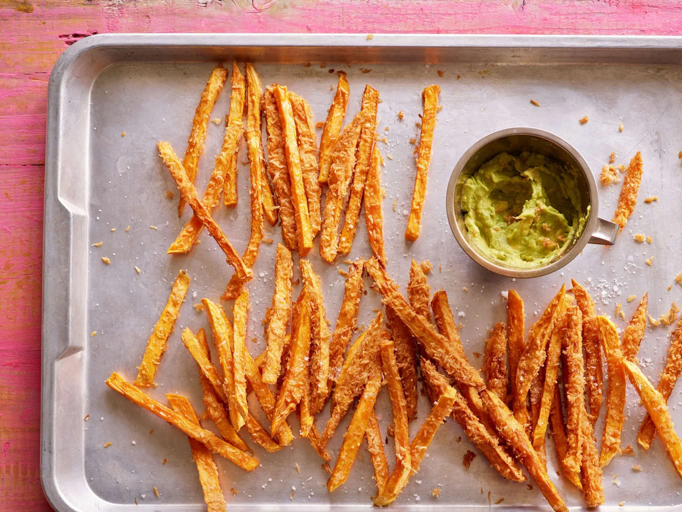 Patate dolci fritte con crema di avocado