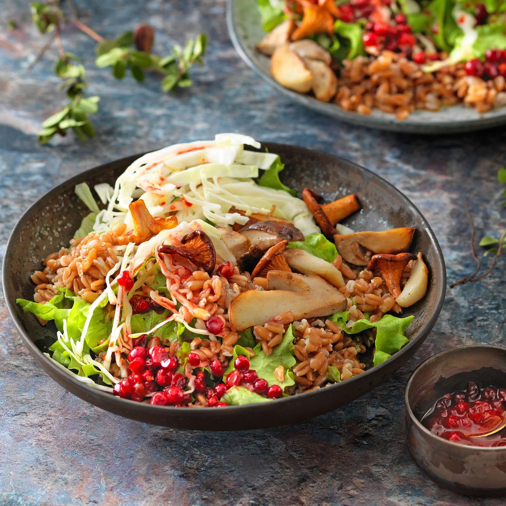 Salad bowl con spelta e mirtilli rossi