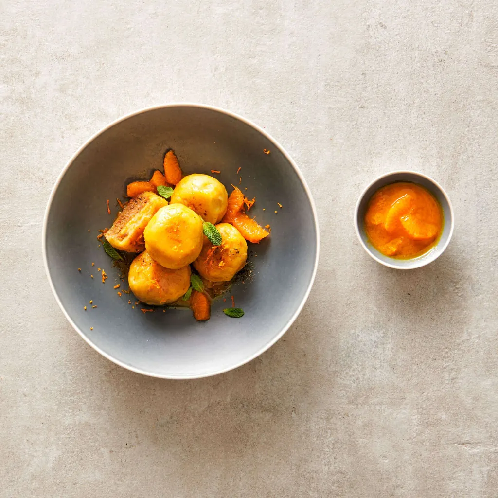 Gnocchi farcis avec sauce mandarine