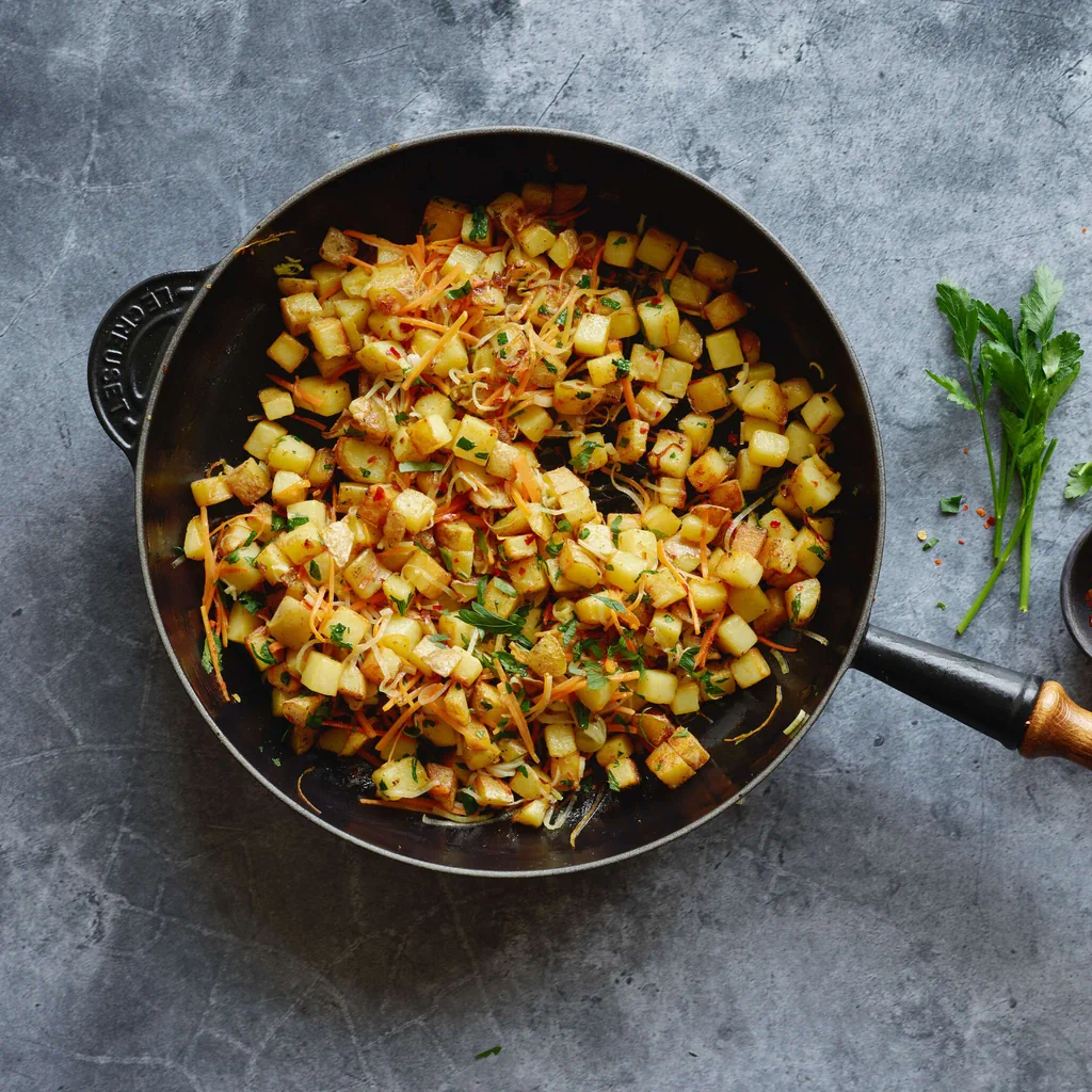 Pommes rissolées mit Gemüse