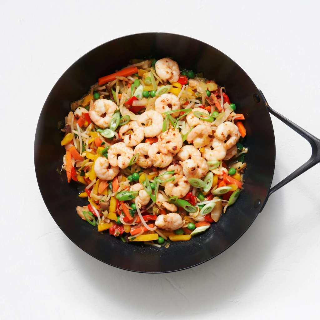 Crevettes aux légumes asiatiques