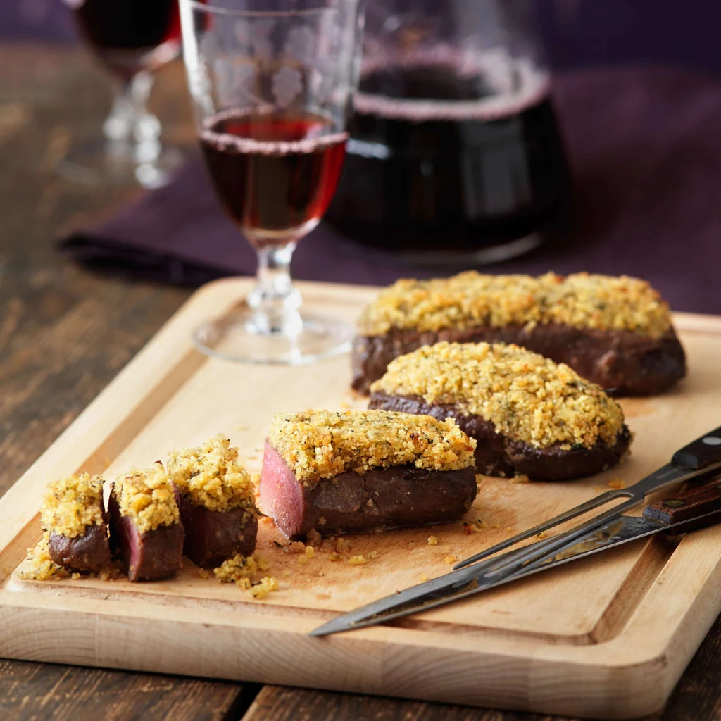 Hirschentrecôte mit Marronikruste