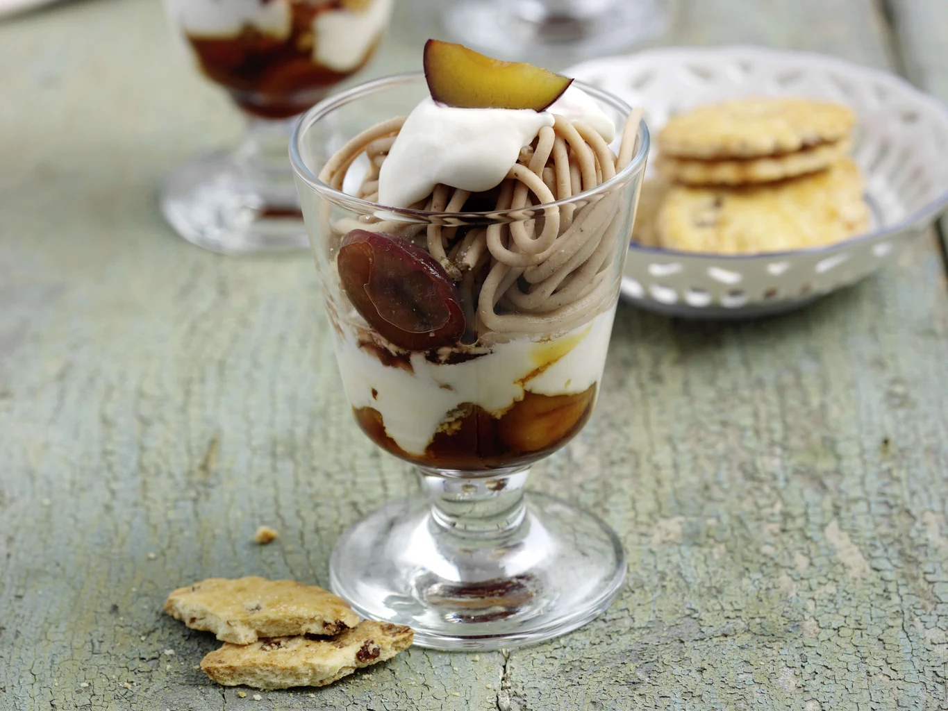 Dessert alle castagne con prugne