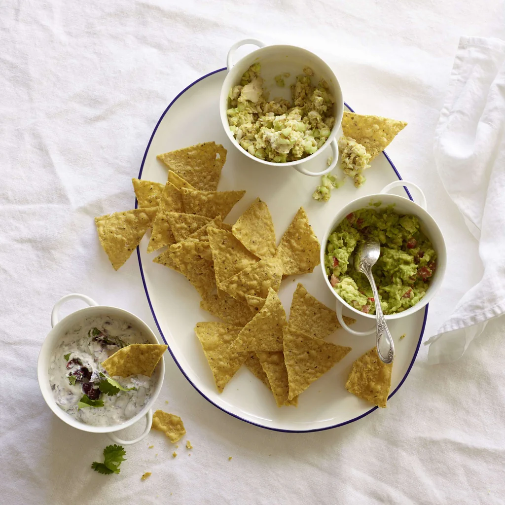 Dreierlei Dip mit Mais-Chips