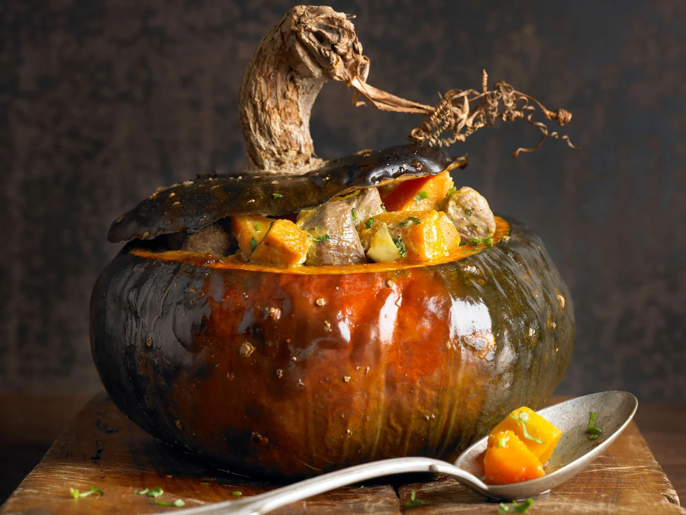 Zucca farcita con curry d’agnello
