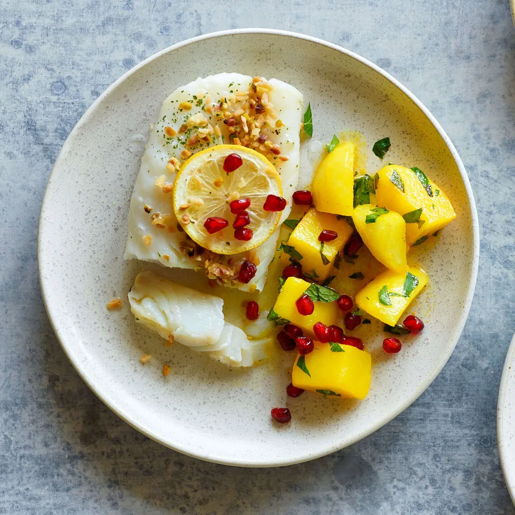 Kabeljau mit Safran-Kräuter-Kartoffeln