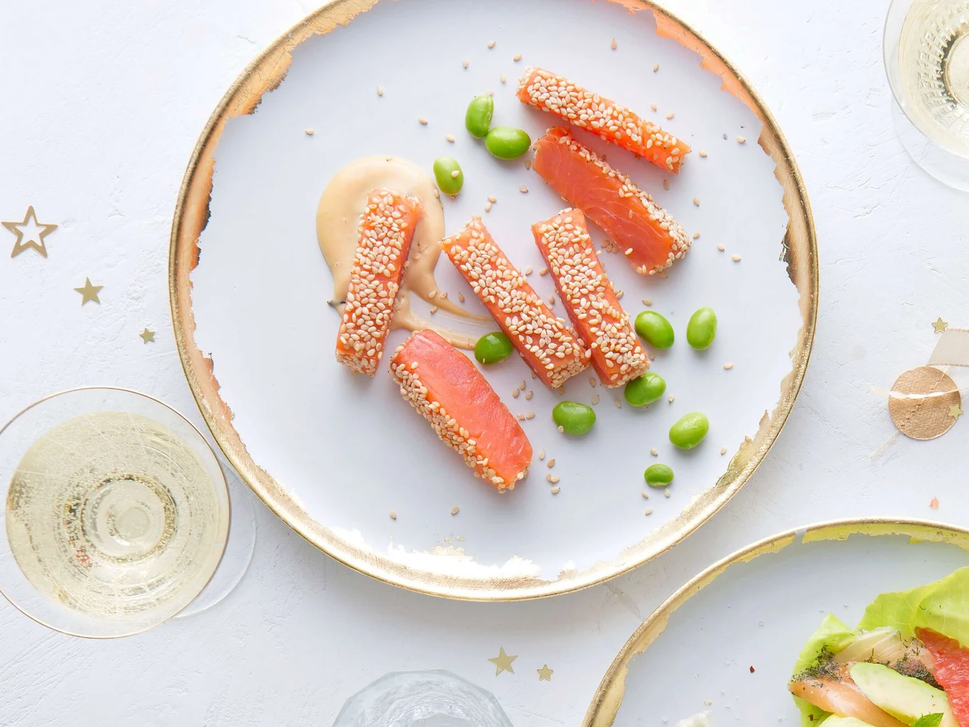 Sesam-Lachs mit Miso-Mayonnaise