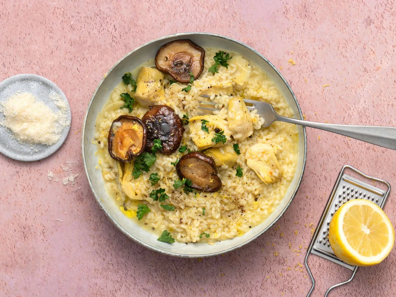 Risotto con carciofi e shiitake