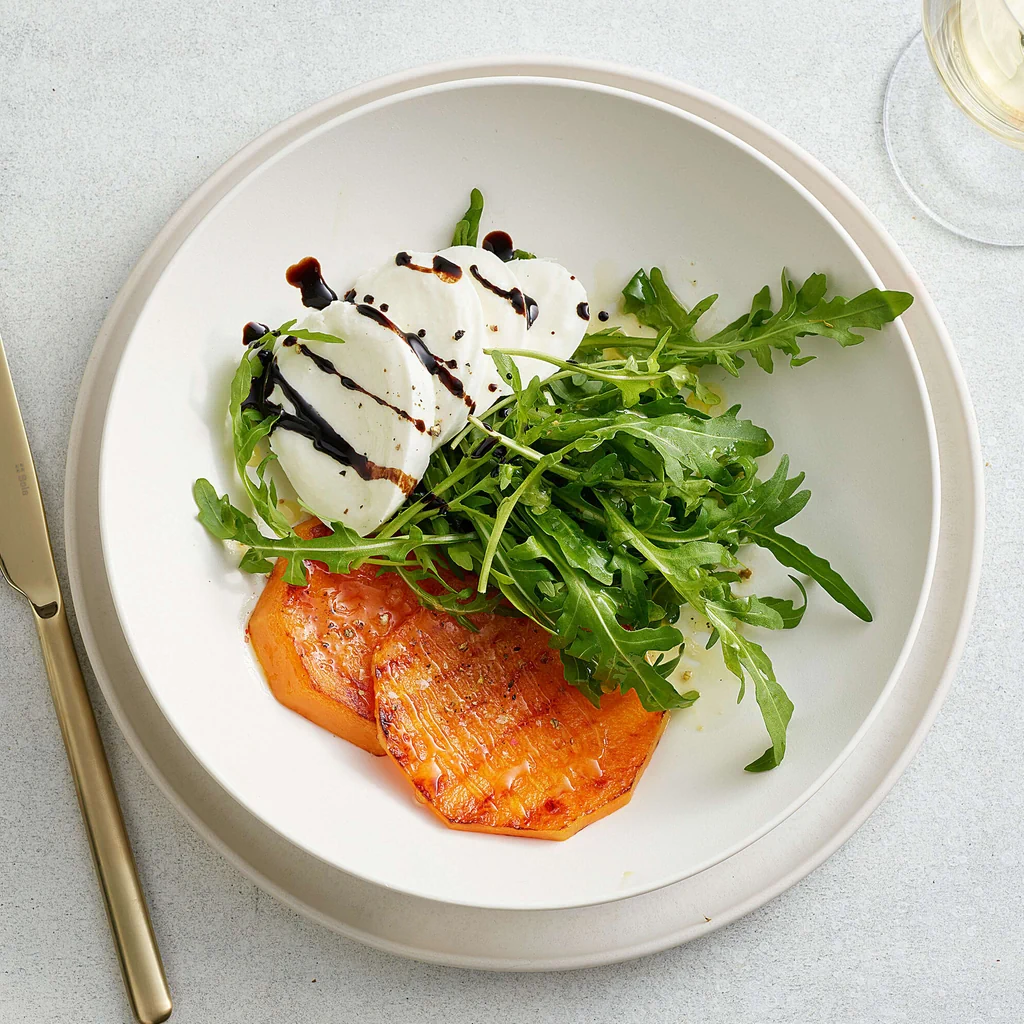Courge rissolée avec mozzarella de bufflonne