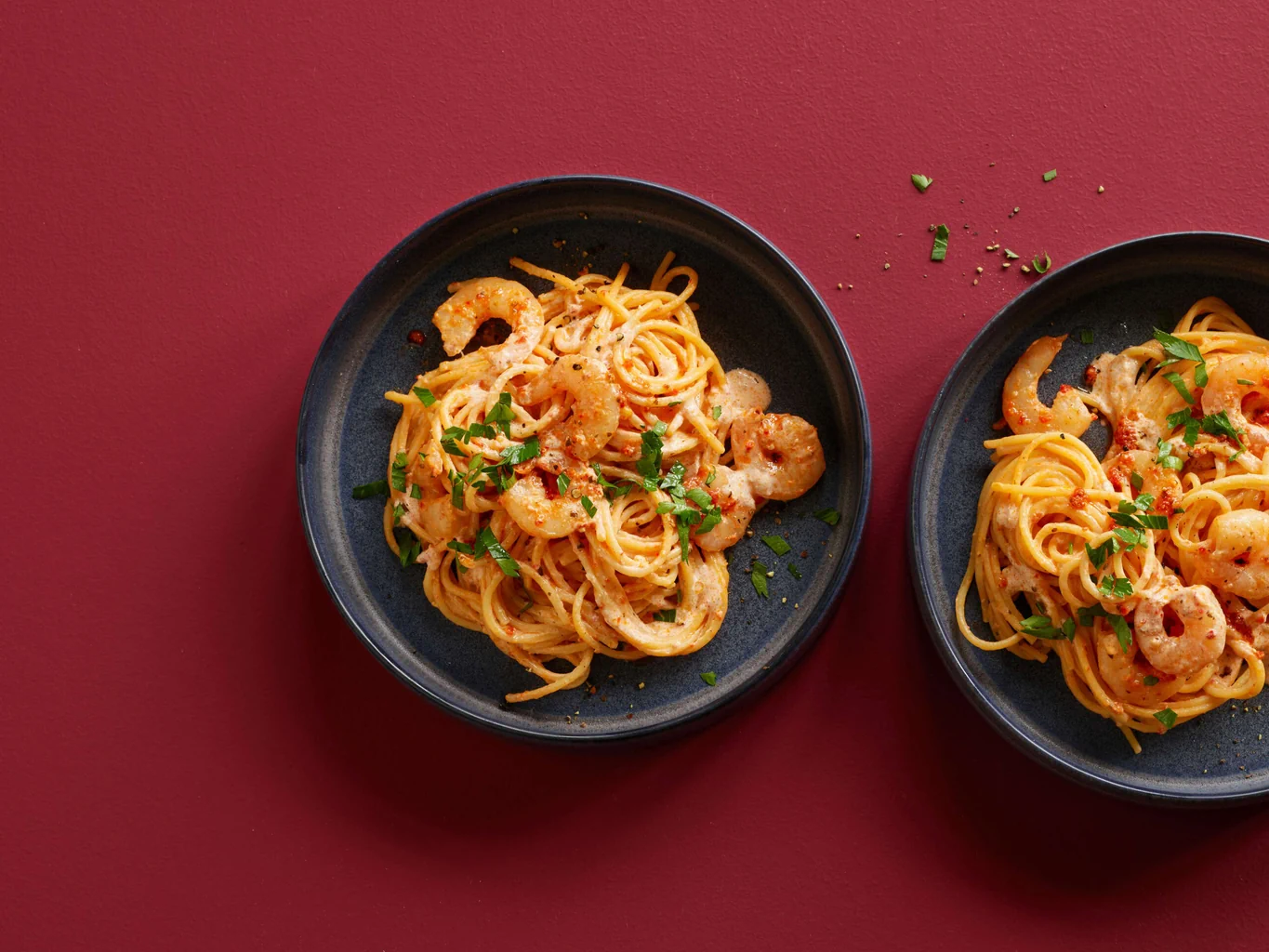 Spaghetti aux crevettes et au mascarpone
