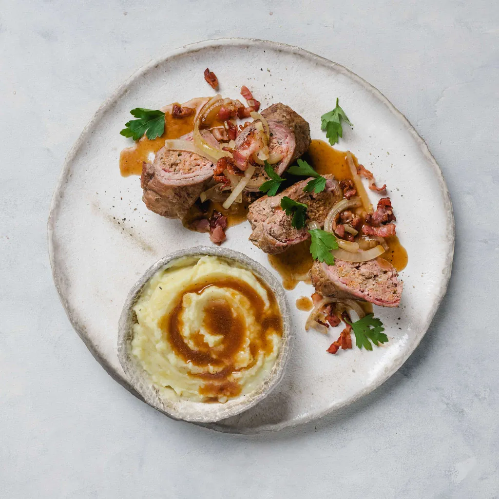 Kalbsfleischvögel mit Speck