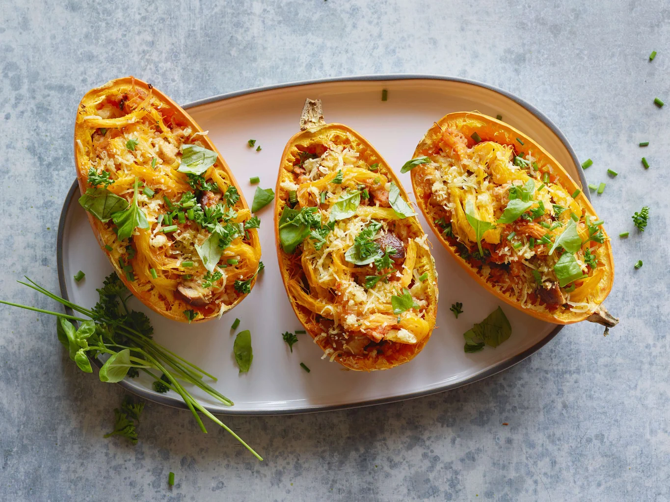 Courge spaghetti gratinée