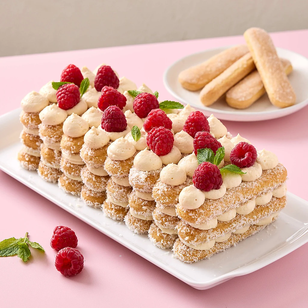 Kokos-Himbeer-Schnitte