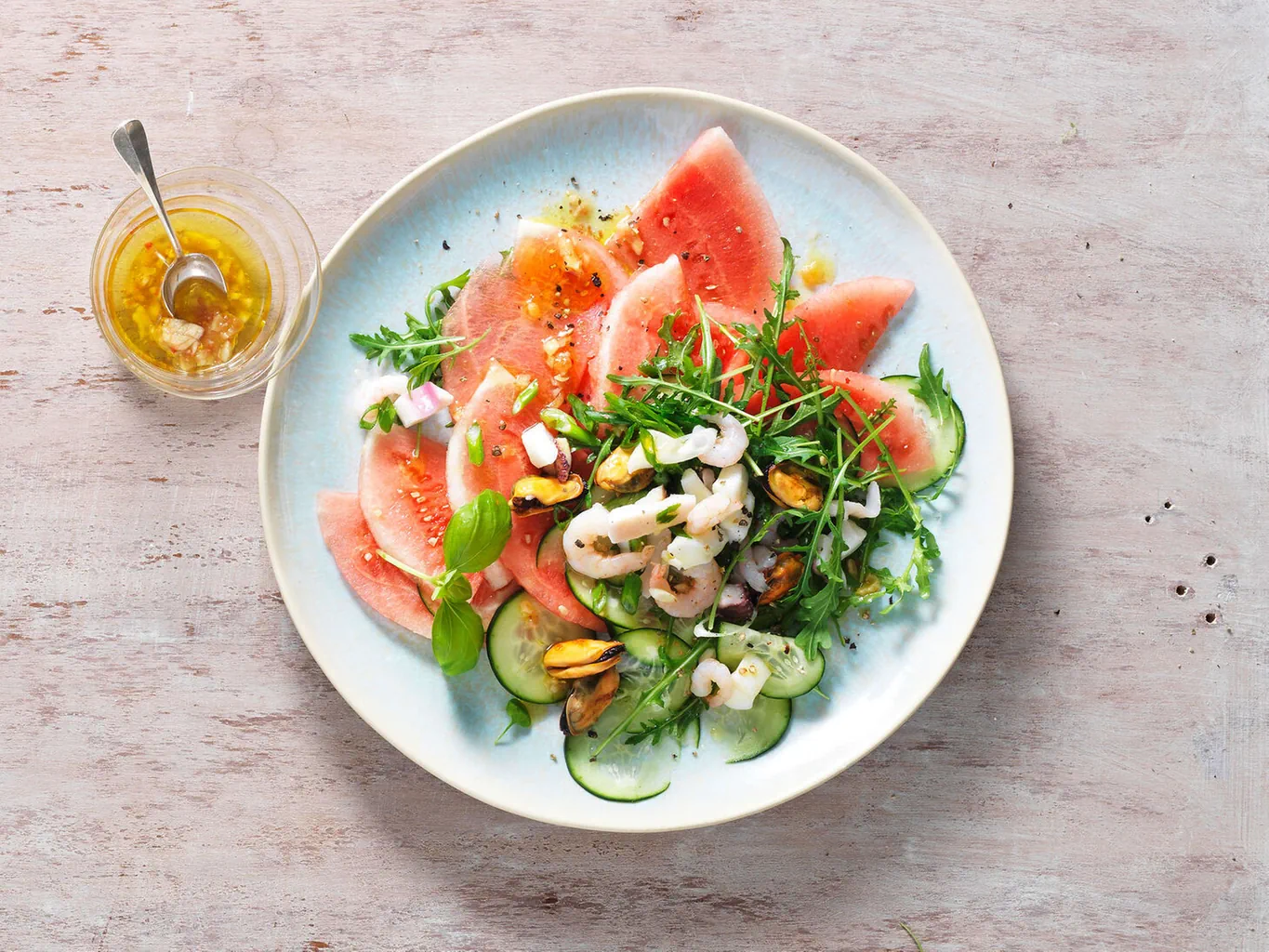 Salade de pastèque aux fruits de mer