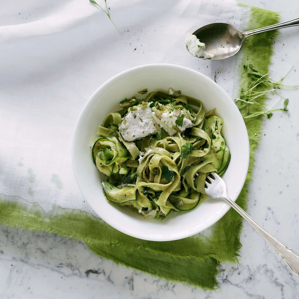 Pâtes aux lamelles de courgette