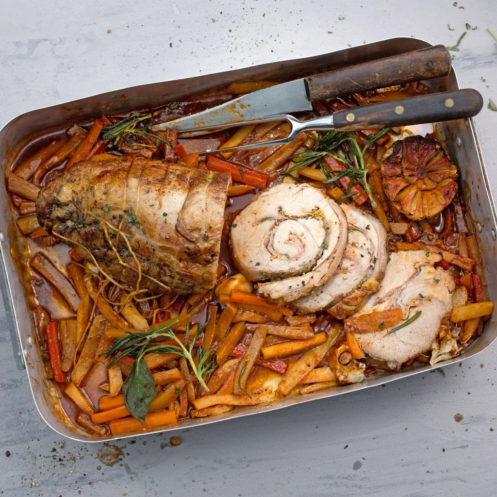Rôti de veau roulé au jambon cru 