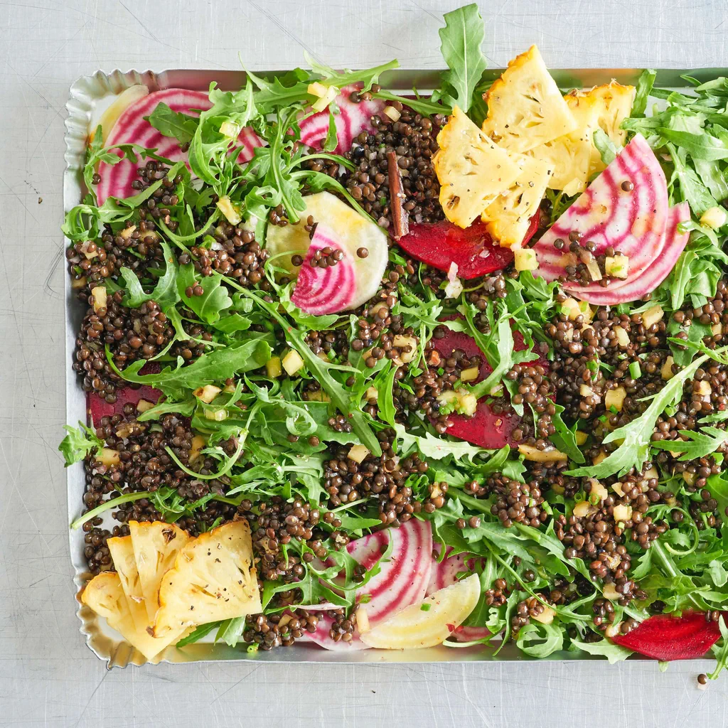 Salade de lentilles avec vinaigrette à l'ananas