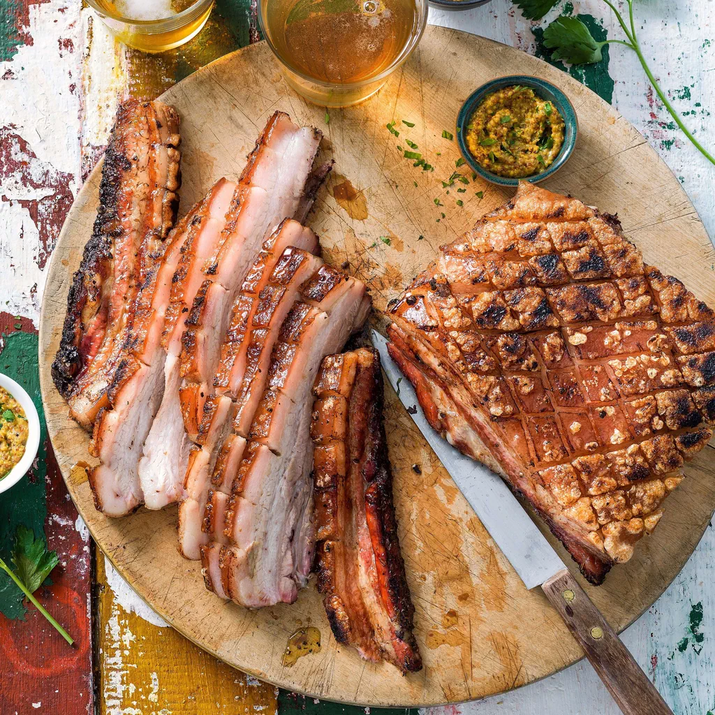 Knusprige Schweinsbrust vom Grill
