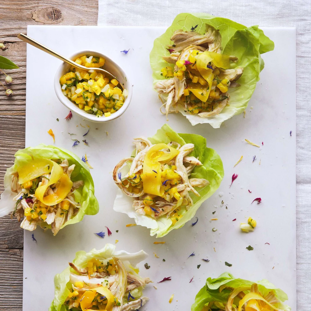 Pulled chicken con salsa al mango