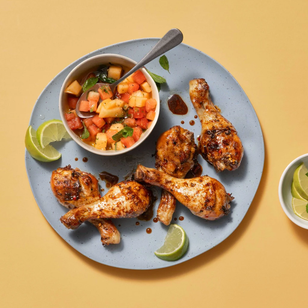 Australisches Grillpoulet mit Melonensalat