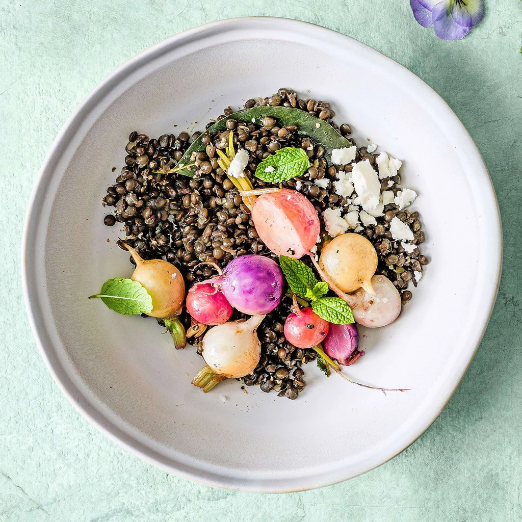 Lenticchie con ravanelli al forno