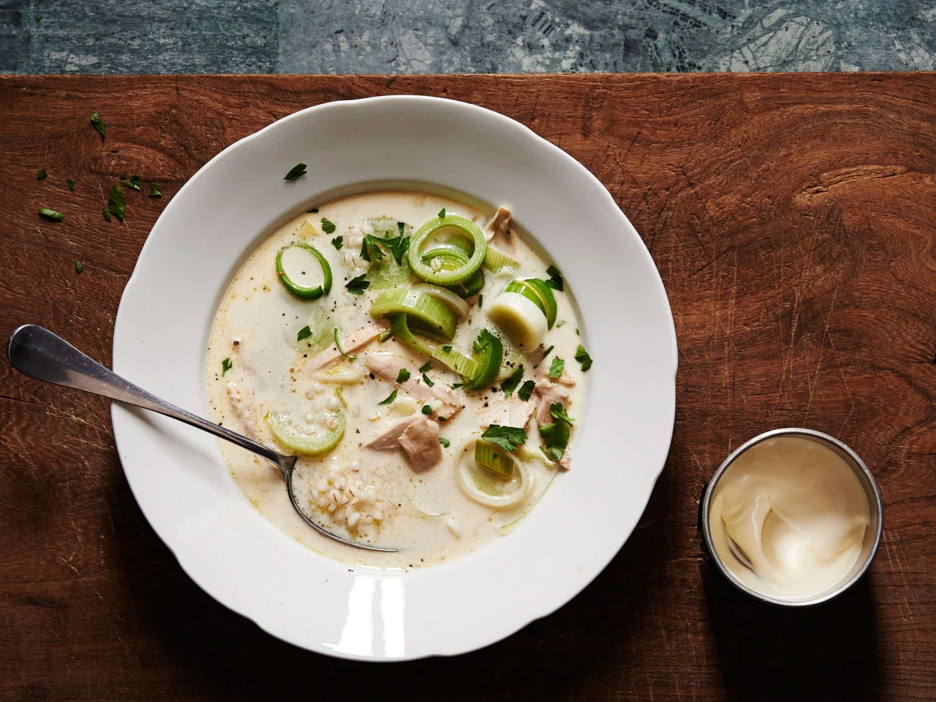 Cock-a-leekie soup (brodo di pollo scozzese)