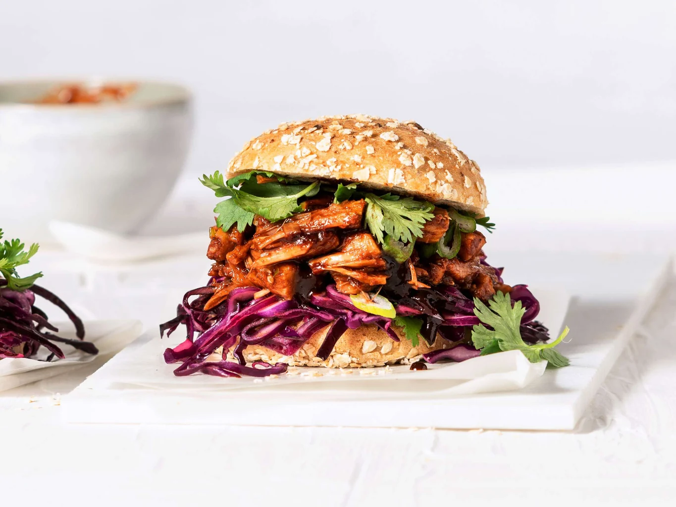 Burger végan au fruit du jacquier effiloché