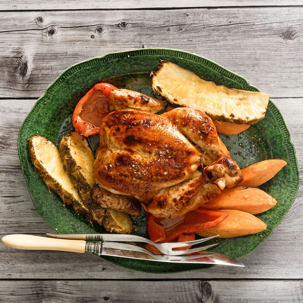 Poulet mit Ananas und Süsskartoffeln