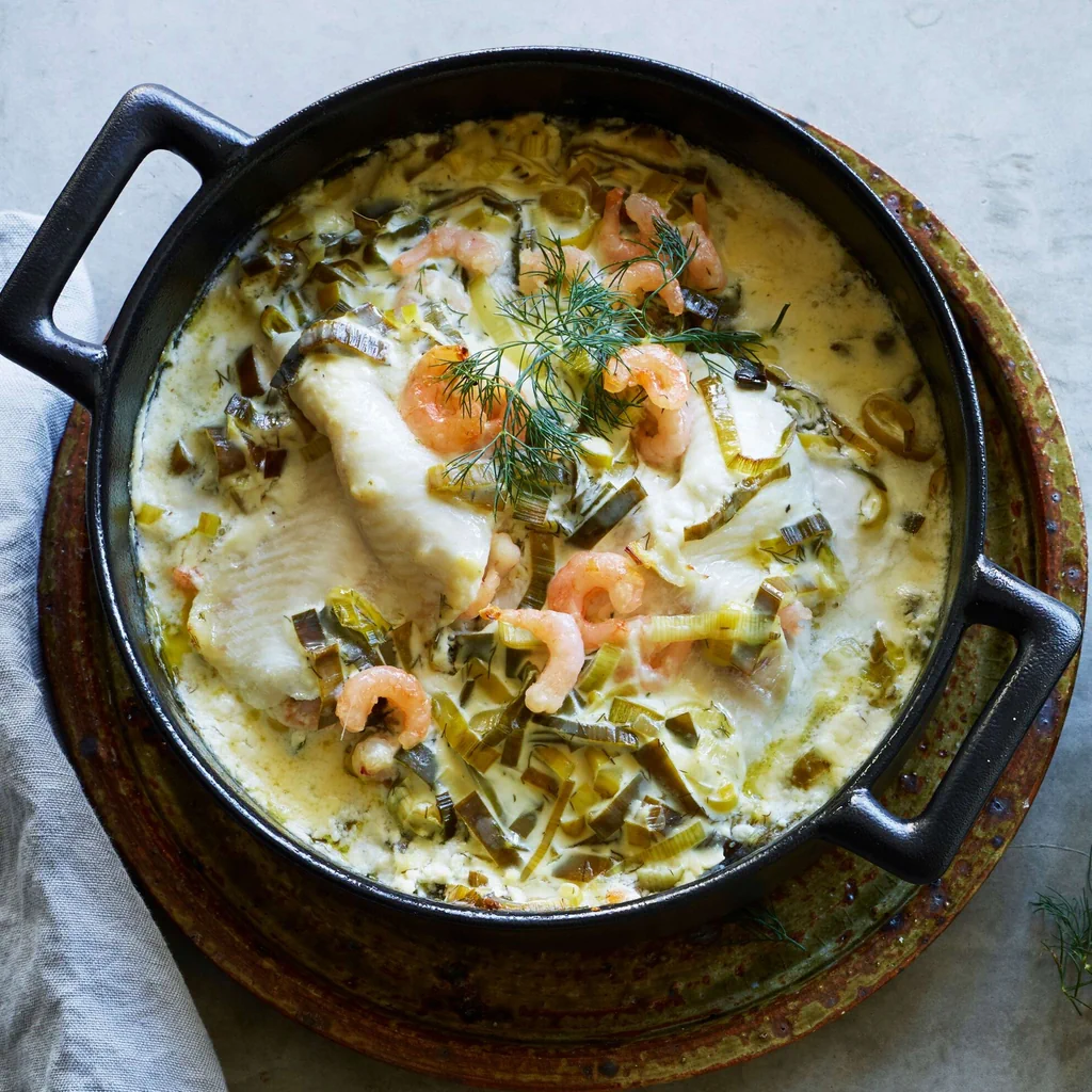 Gratin de carrelet et de poireau