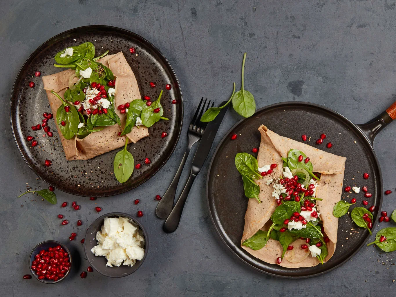 Galettes mit Spinat und Ziegenfrischkäse