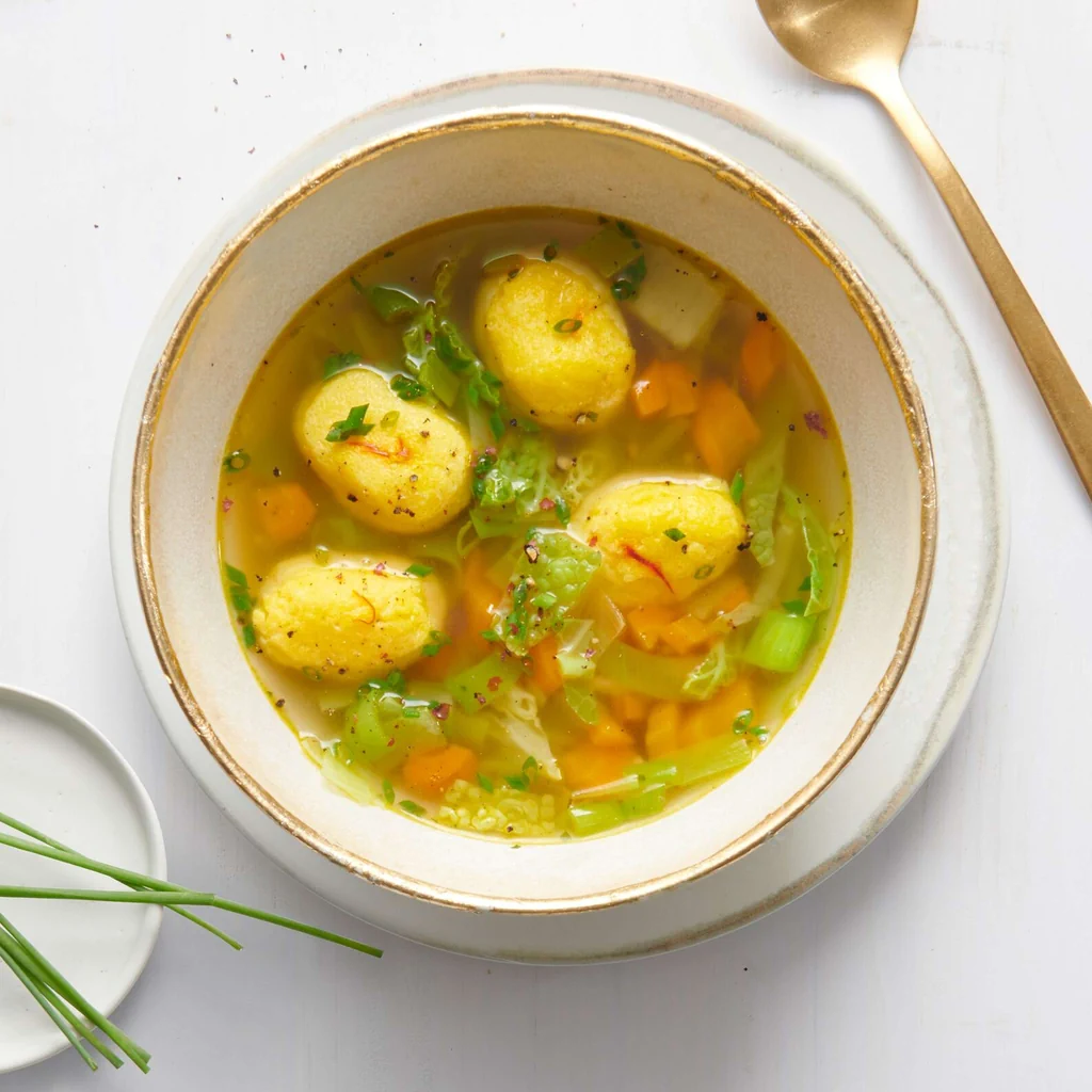 Gemüsesuppe mit Safrannocken