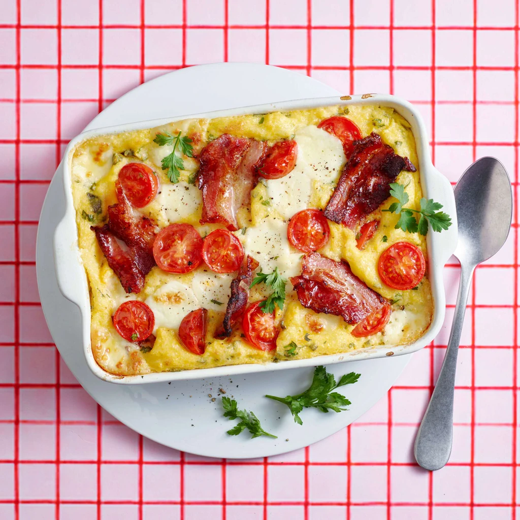 Polenta au lard avec mozzareline