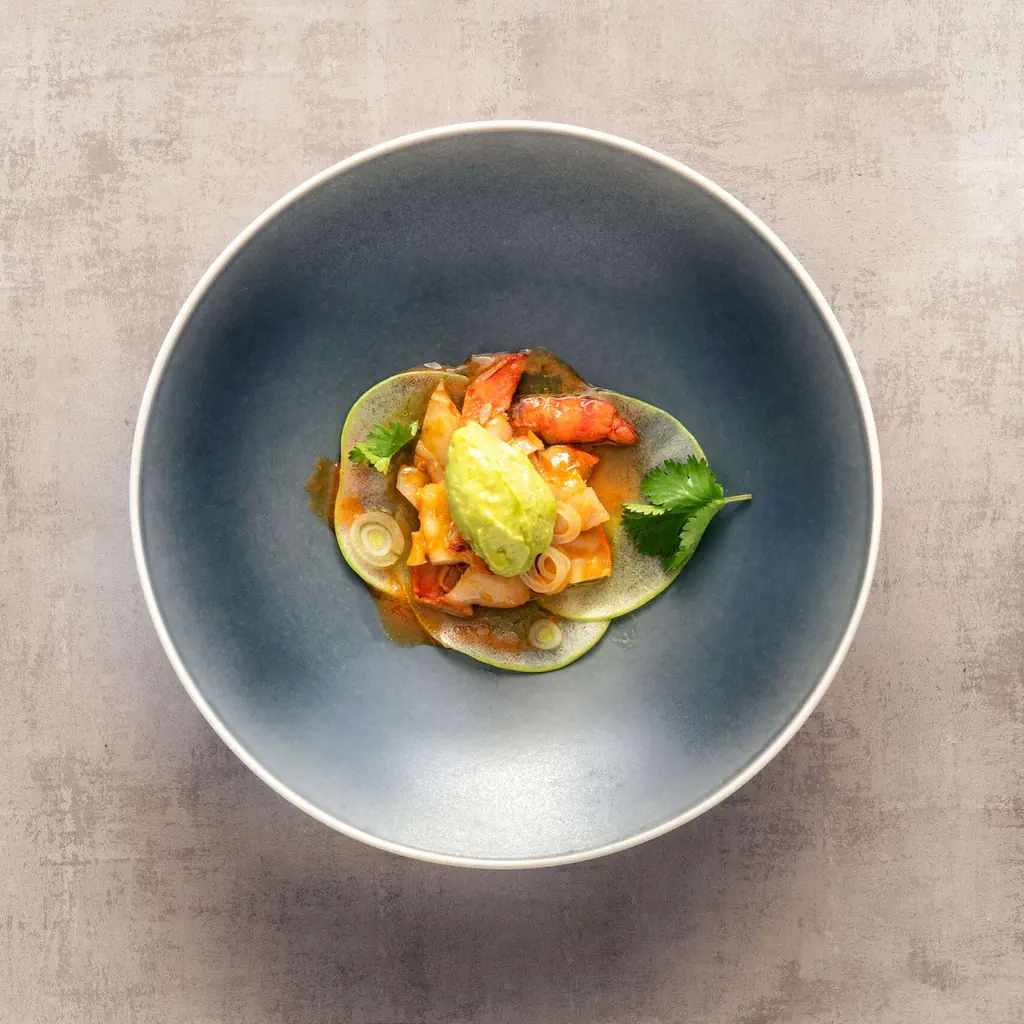 Crevetten mit Avocadoglace