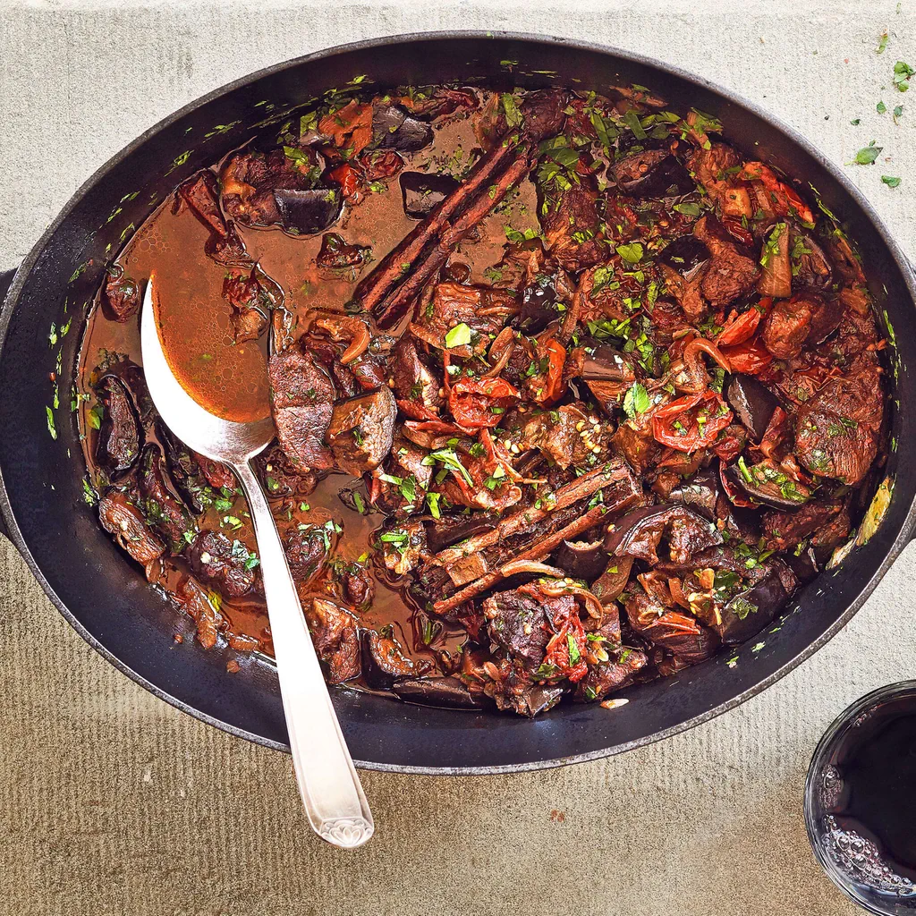 Agneau braisé aux aubergines