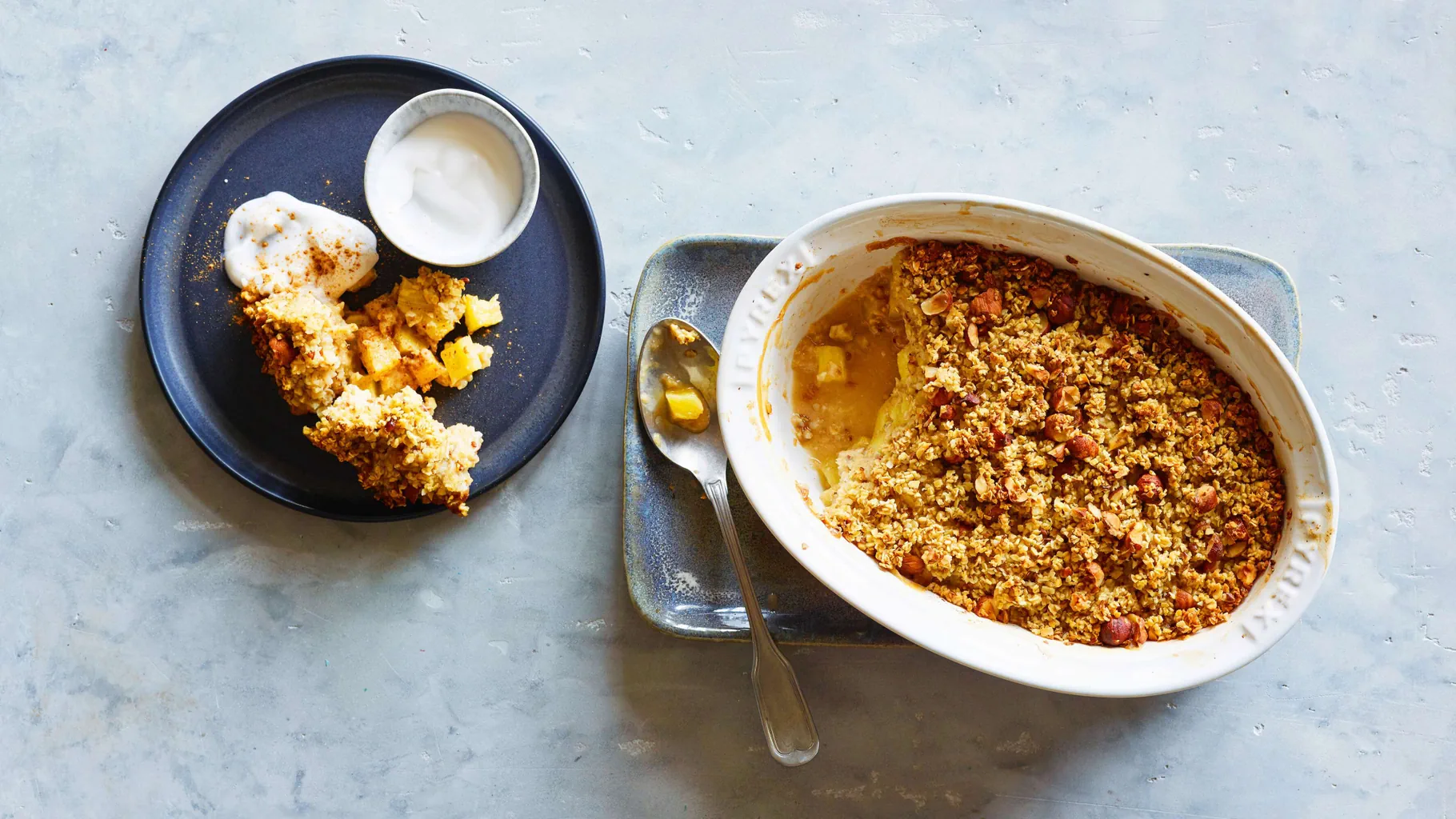 Porridge con ananas al forno