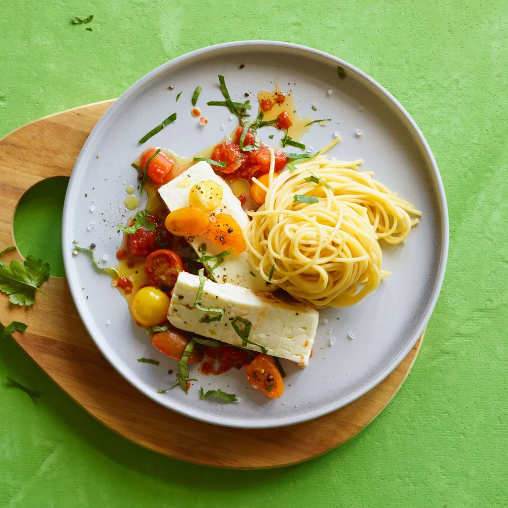 Pâtes avec feta et tomates 