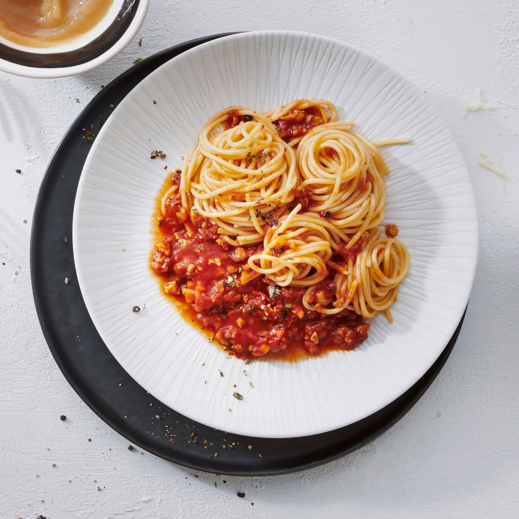 Spaghetti con bolognese vegana